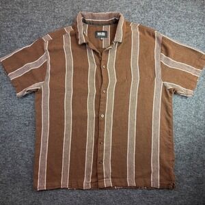 Malibu by Drill Clothing Co Button Down Shirt Mens 2XL Brown Textured Stripe